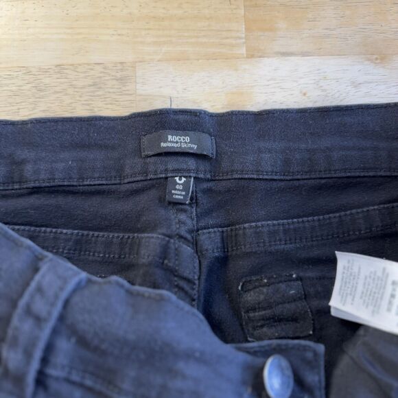 True Religion Rocco Relaxed Skinny Jeans Black Wash Flap Pockets Size 40 GUC - Picture 4 of 11